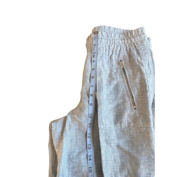 Athleta Blue Coastal Cabo Linen Wide Leg Pants Lagenlook Beachy Basic Size 4 - Picture 12 of 14